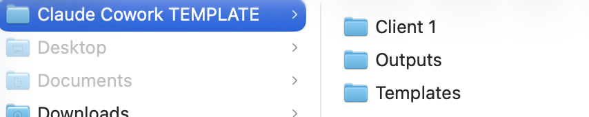 Cowork folder template structure